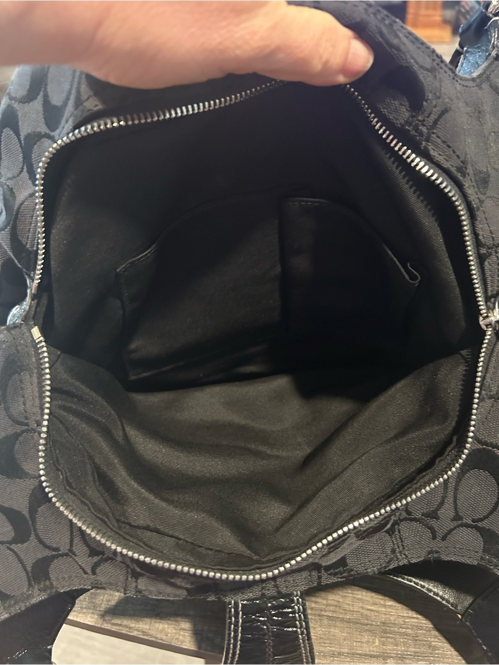 Coach SoHo Signature Buckle Hobo bag Black Jacquard Canvas Leather Trim Y2K - Picture 11 of 16